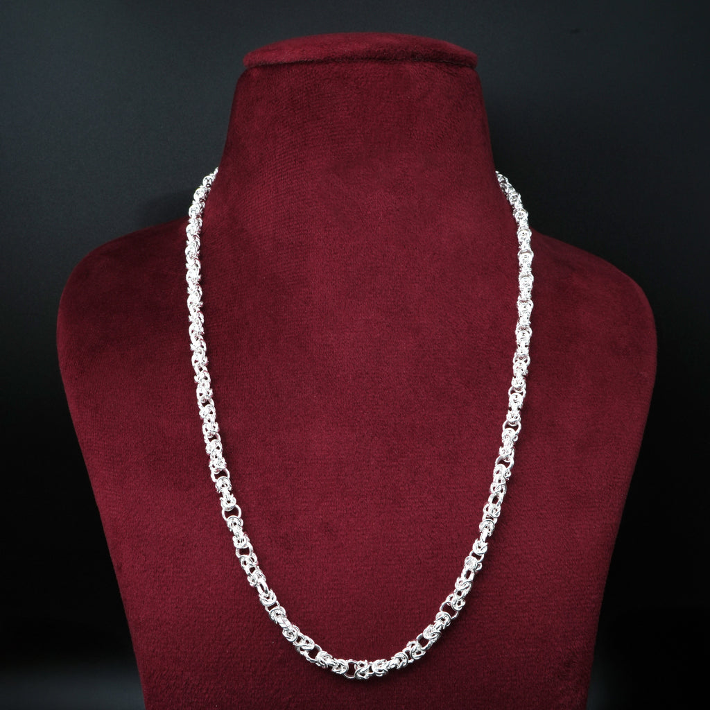 Silver Chain Unique Bud Twist Pattern for Boys