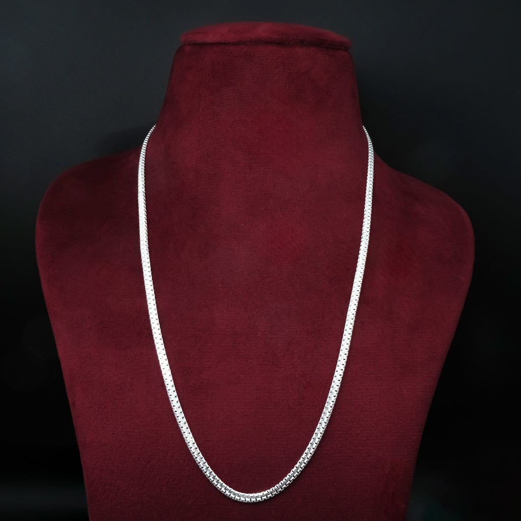 Men’s Flat Silver Chain Bold Smooth Finish for Boys