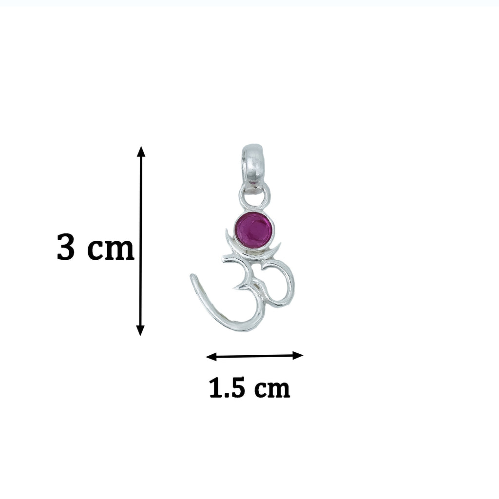 Silver Om Chand Pendant with Chain