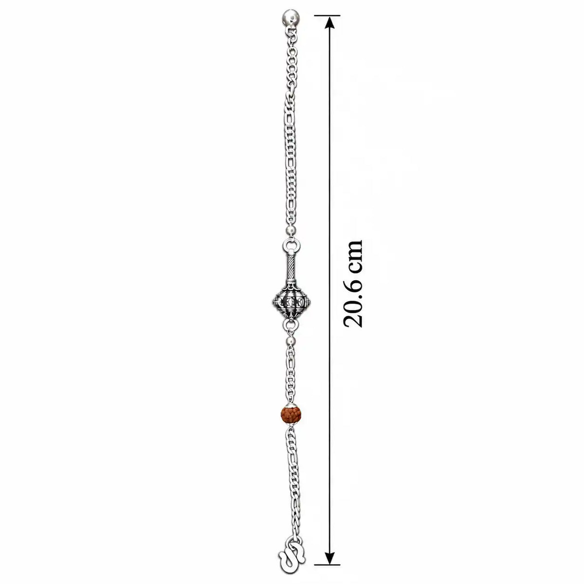 Hanuman Ji Ki Ghota Silver Bracelet with Rudraksha Bead