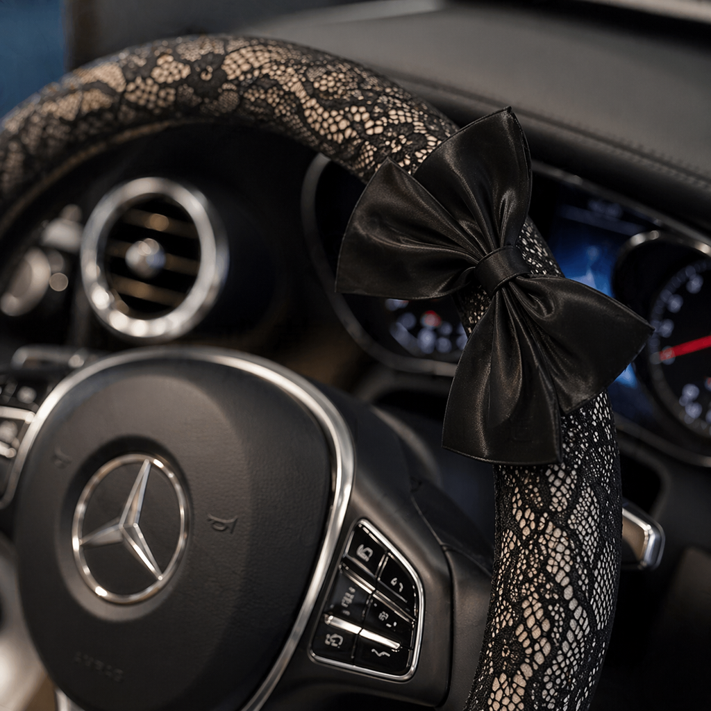 Chic Lace Bow Steering Wheel Cover