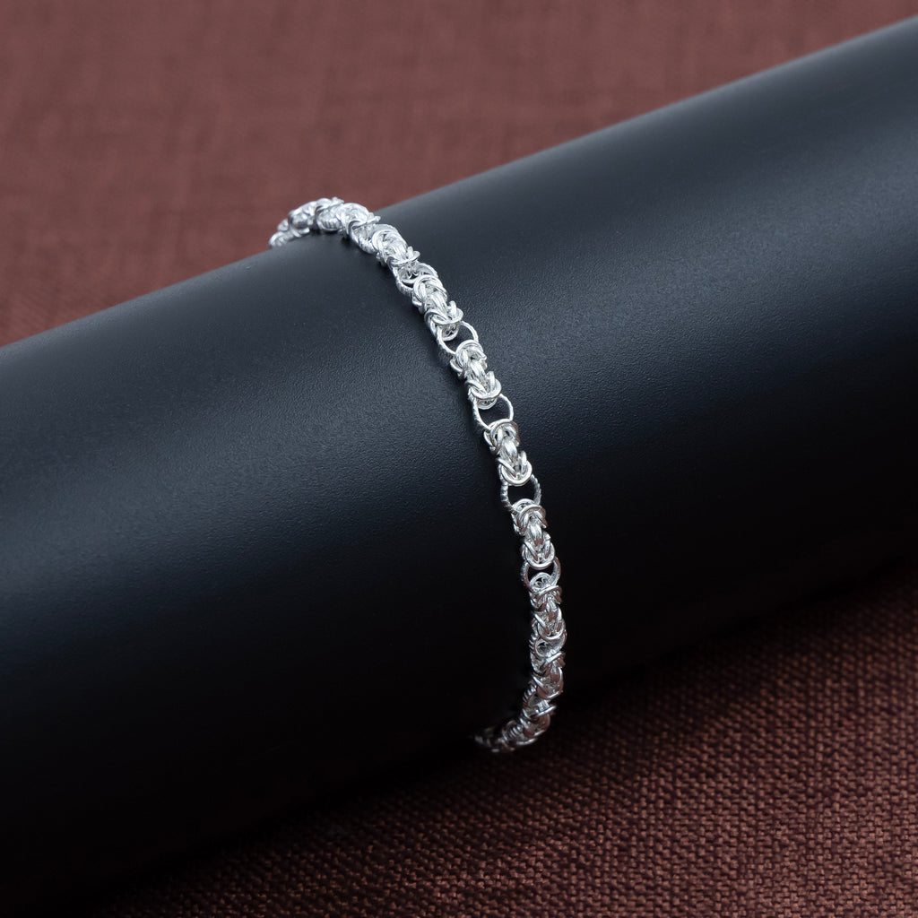 Classic Rope Style Silver Bracelet For Boys