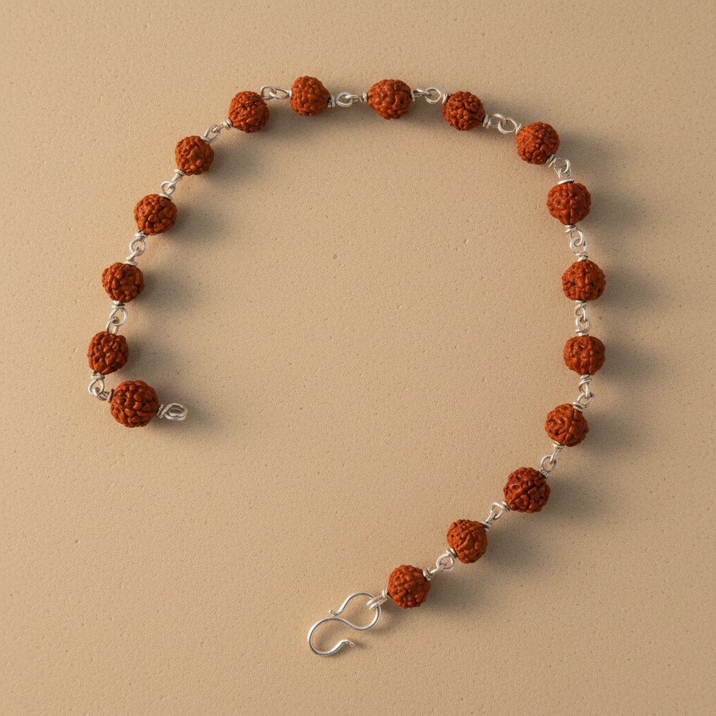 Handcrafted Silver Rudraksha Beads Bracelet for man