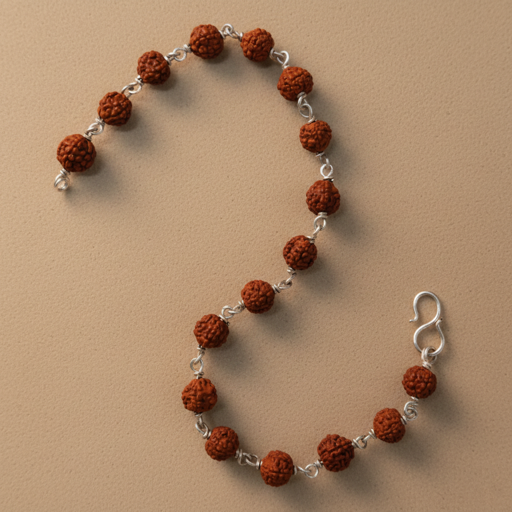 Handcrafted Silver Rudraksha Beads Bracelet for man