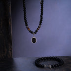 Obsidian Edge Mens Nacklace & Bracelet Combo