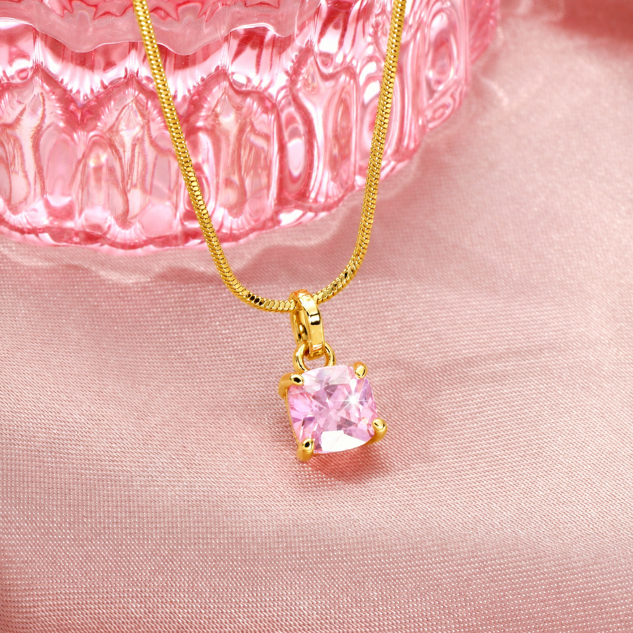 Cupid's Gem Necklace (Gold-Pink)
