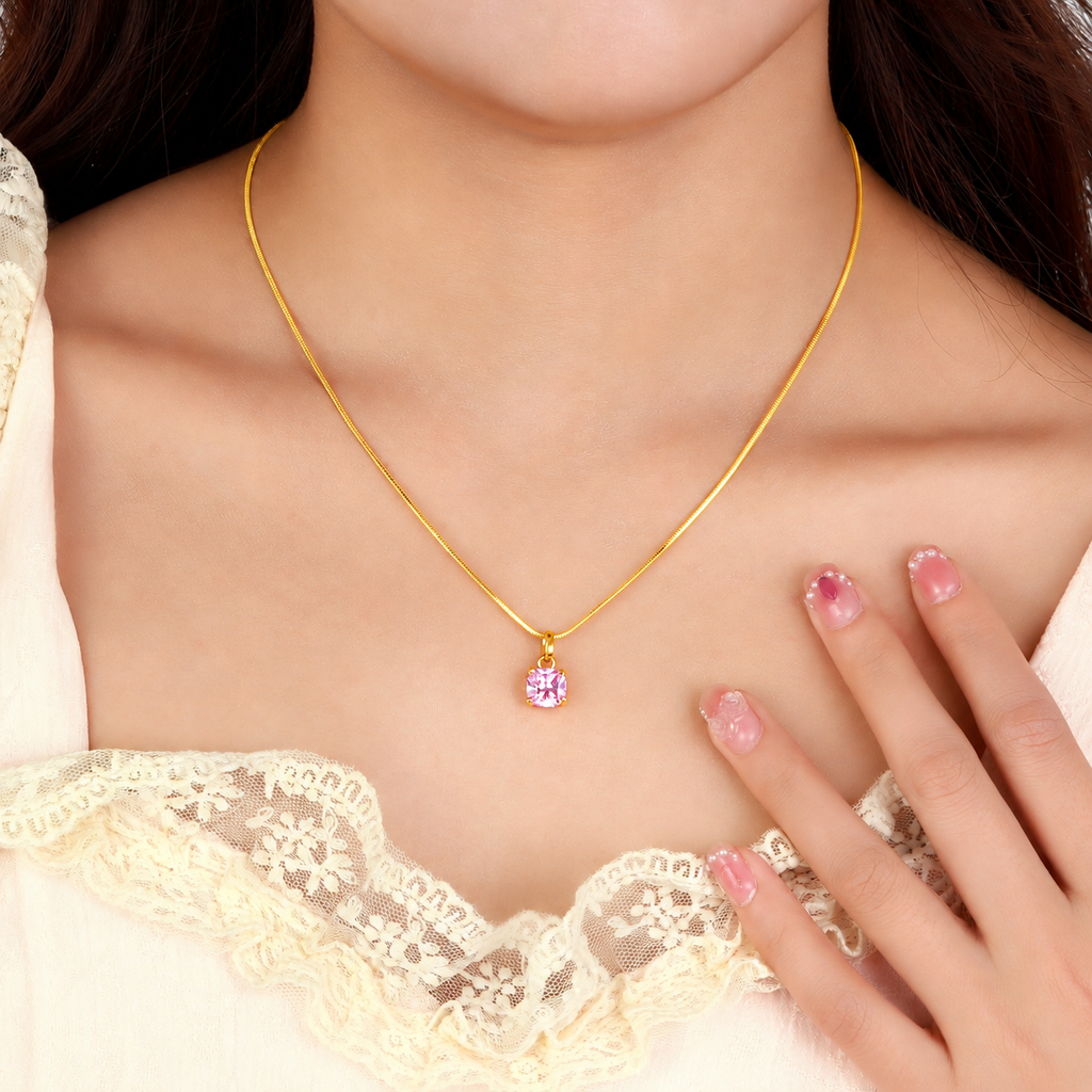 Cupid's Gem Necklace (Gold-Pink)