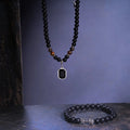 Obsidian Edge Mens Nacklace & Bracelet Combo