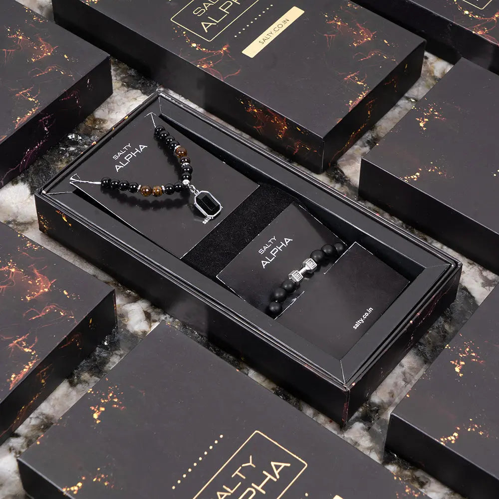 Obsidian Edge Mens Nacklace & Bracelet Combo