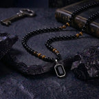 Obsidian Edge Mens Nacklace & Bracelet Combo