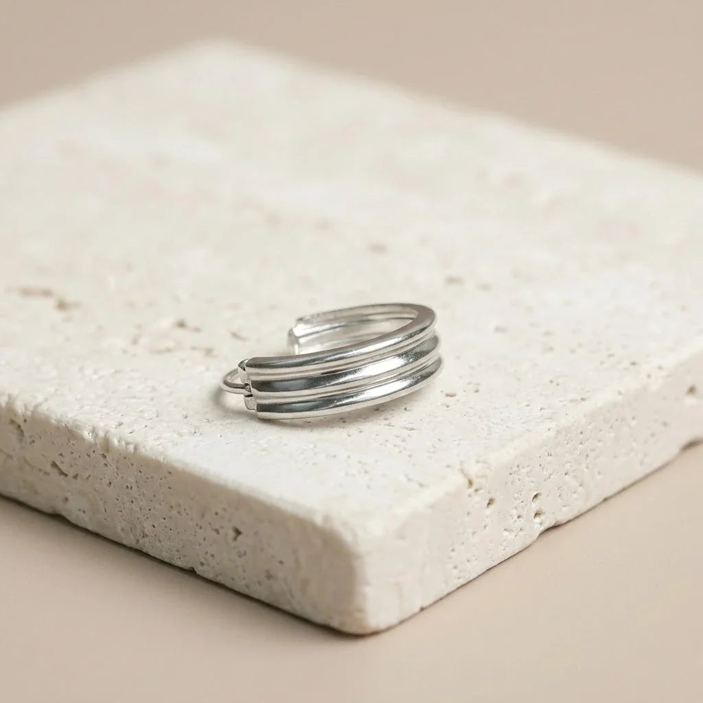 Ridge Unique Line Design Silver Bali for Men And Boys
