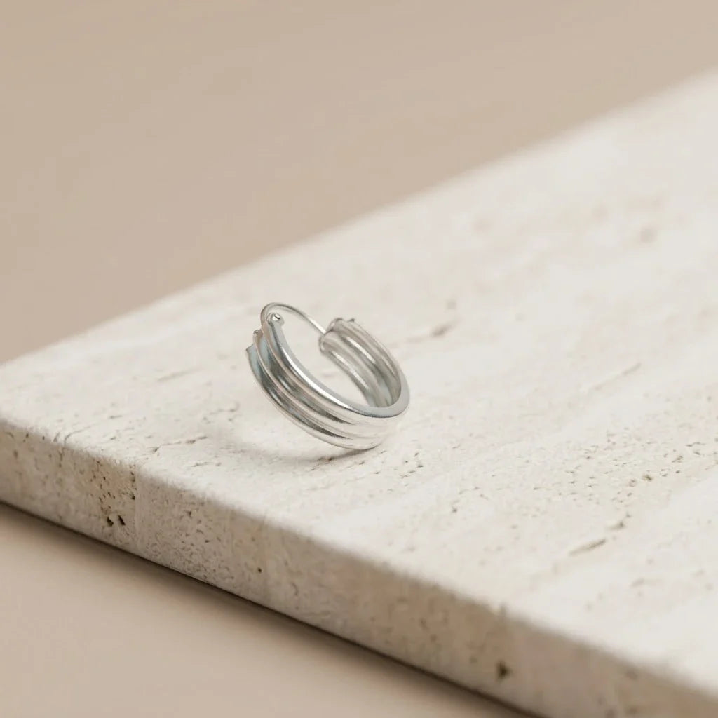 Ridge Unique Line Design Silver Bali for Men And Boys