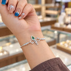 Silver Peacock Feather Bracelet with Trishul