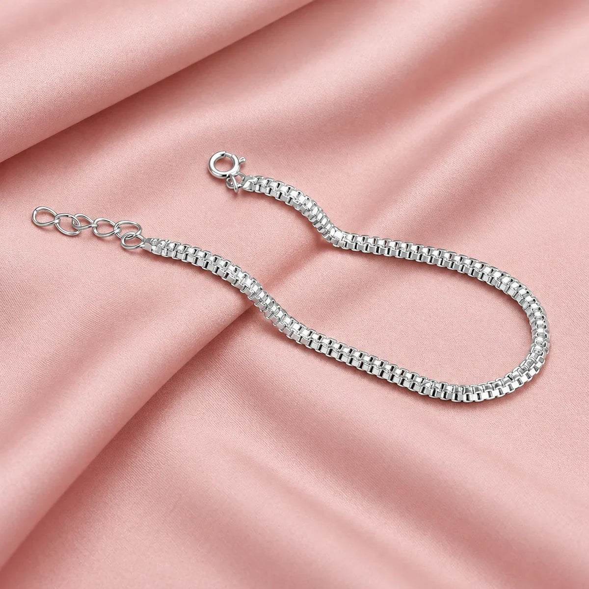 Silver Simple Square Box Design Chain Bracelet for Boys