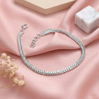 Silver Simple Square Box Design Chain Bracelet for Boys