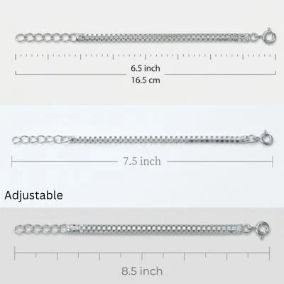 Silver Simple Square Box Design Chain Bracelet for Boys