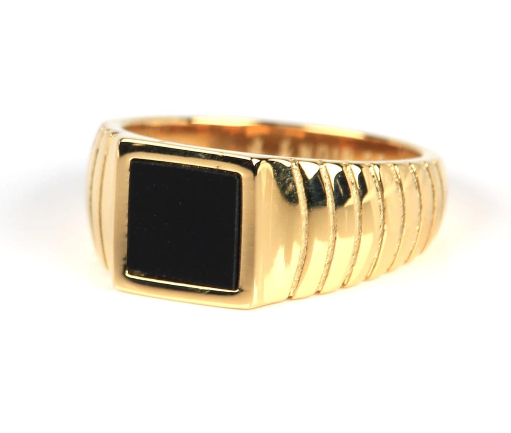 Black Onyx Signet Ring Gold