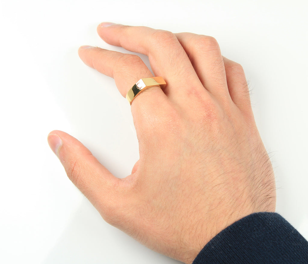 Slim Rectangular Signet Ring Gold