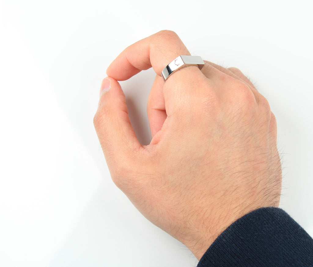 Slim Rectangular Signet Ring Silver