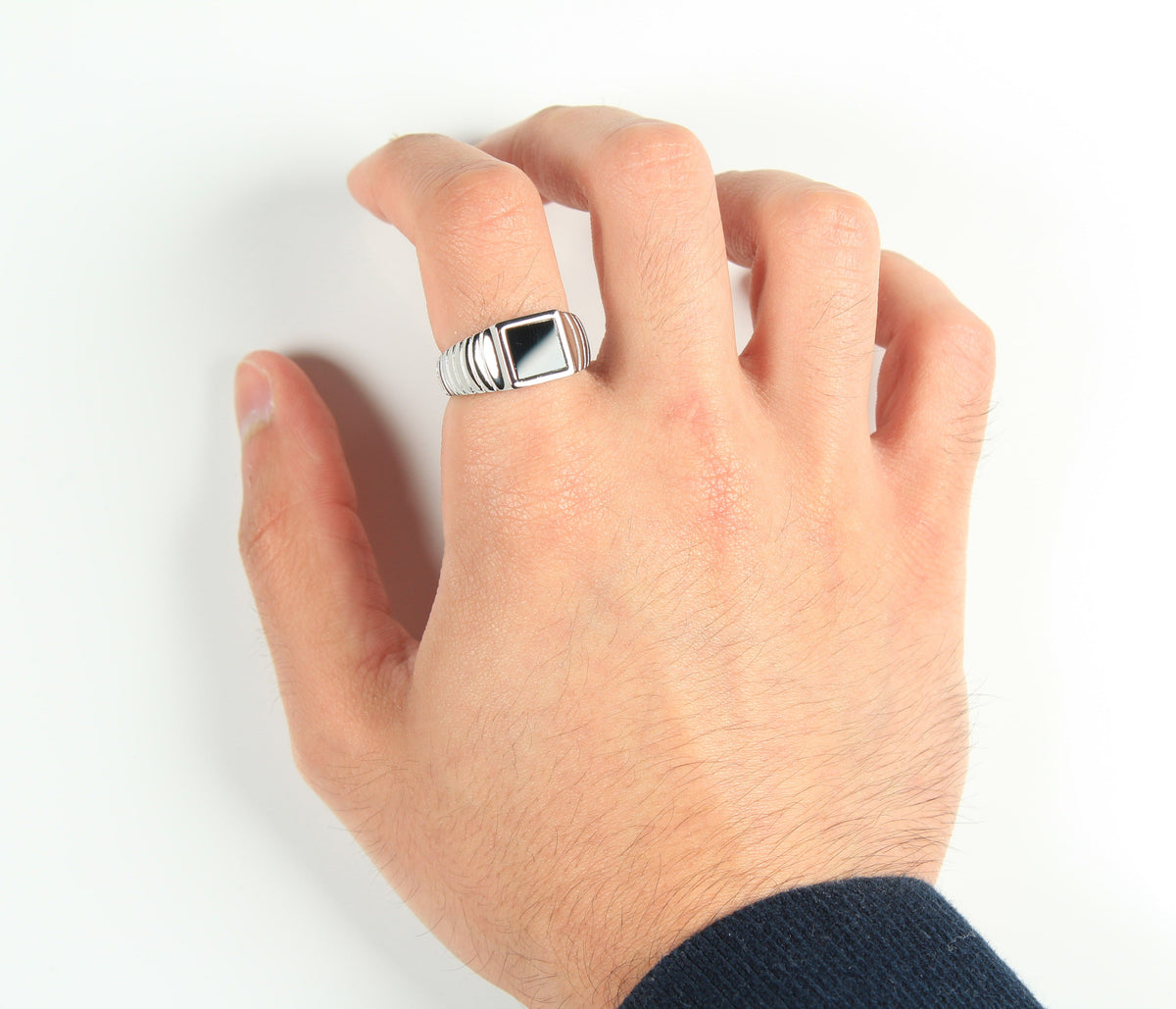 Black Onyx Signet Ring Silver