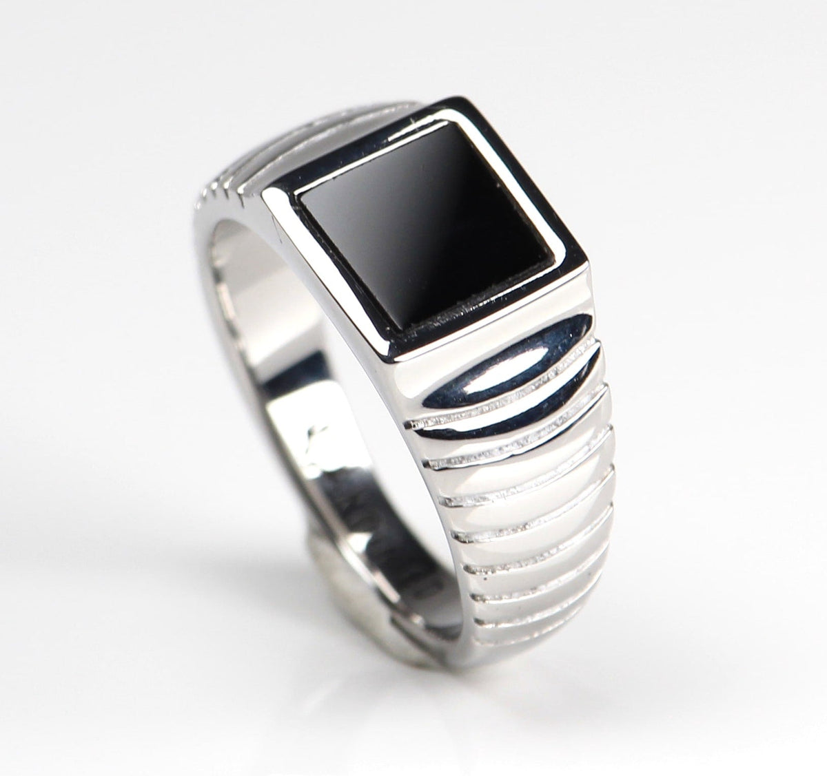 Black Onyx Signet Ring Silver